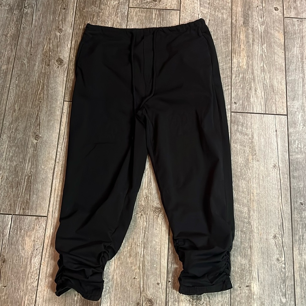 Free People Women’s Ruched Black Parachute Drawstring Hem Pants